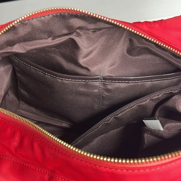 Kate Spade Red Quilted Brown Patent Leather Zip Shoulder Tote Bag - Picture 13 of 13